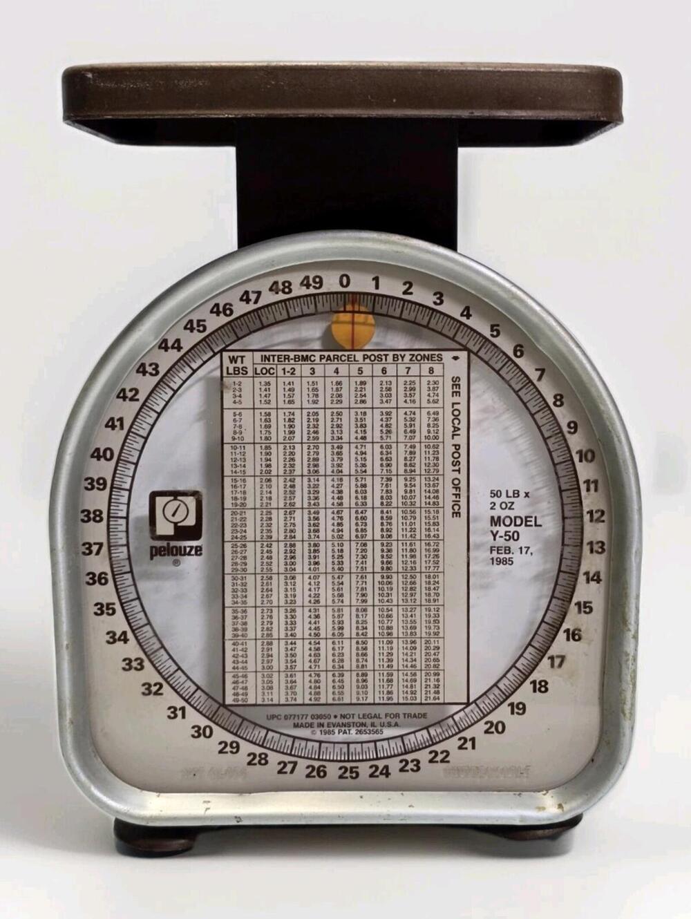 Vintage Pelouze Y-50 Postal Scale 50lb Mechanical Kitchen Shipping Farmhouse